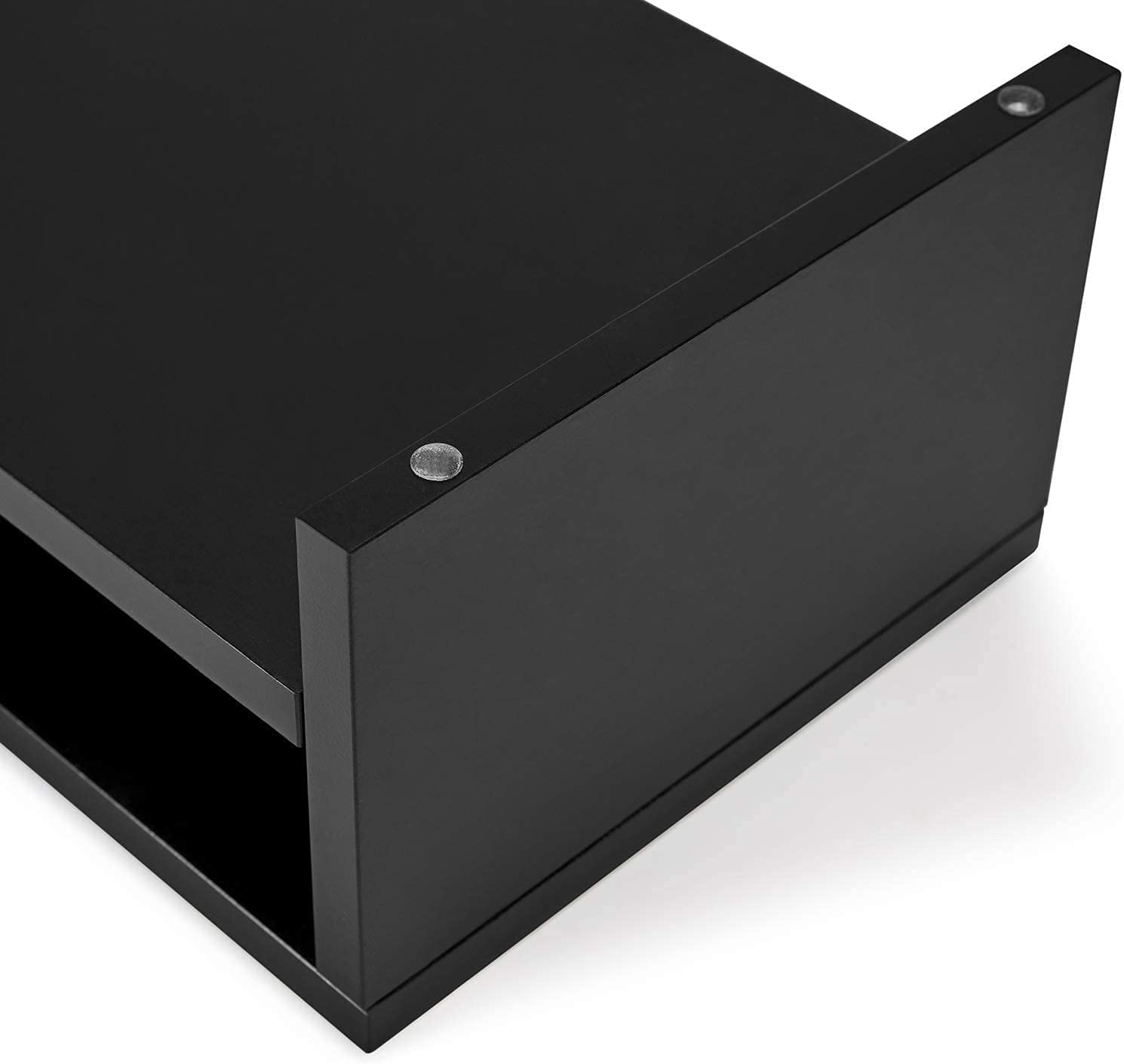 Computer Monitor Stand Riser 2-Tier Wood Storage Organizer.  (Black)