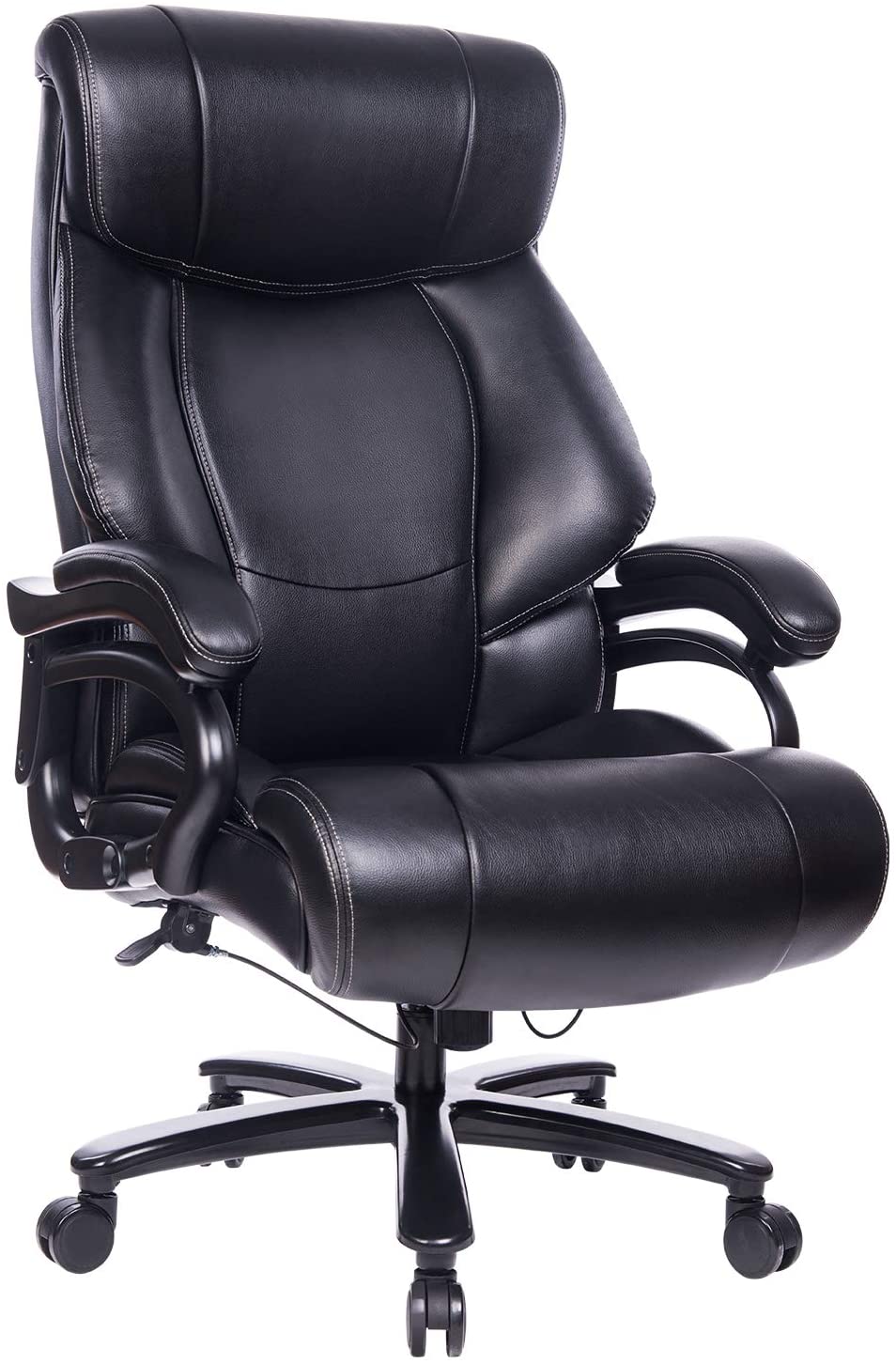Reficcer High Back Big & Tall 400lb Leather Gaming / Work Chair for Your Office Space.(Black)(NC)