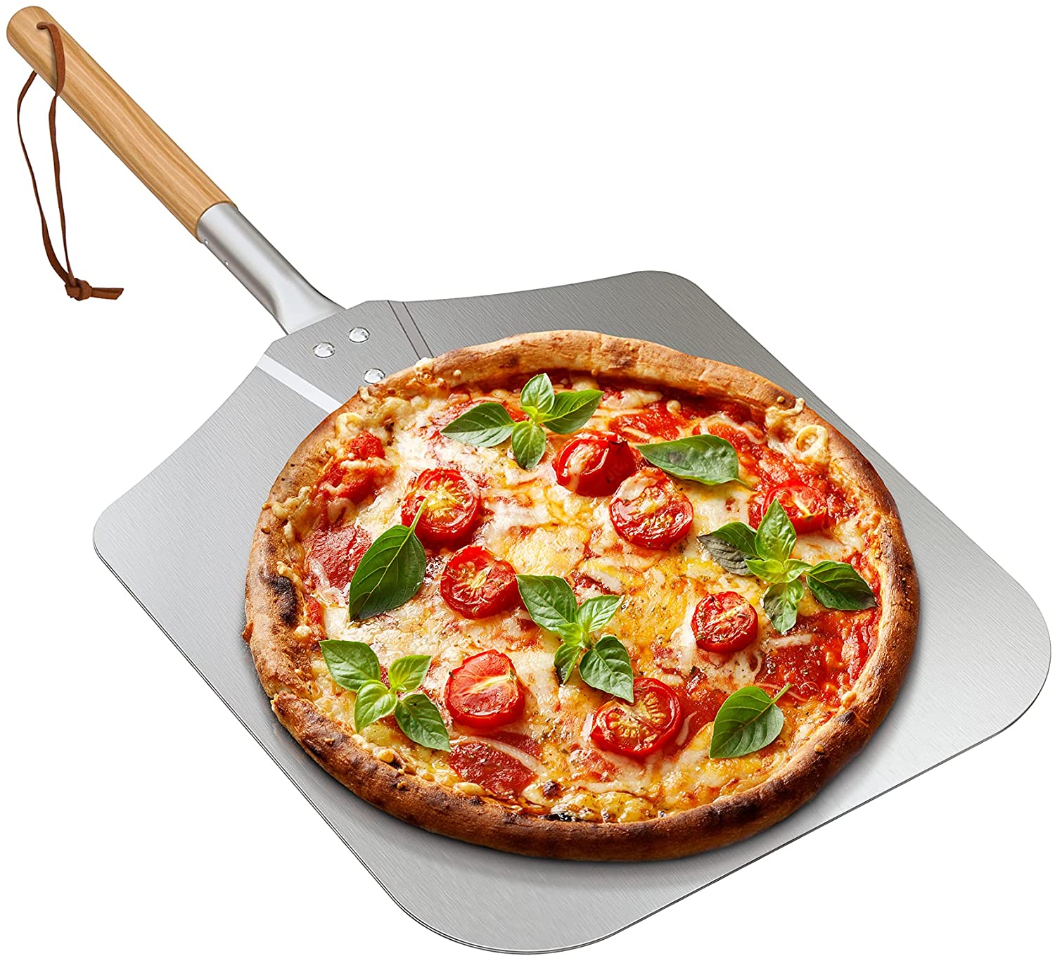 Onlyfire Large Aluminum Pizza Peel, with Wooden Handle, 13.5" x 16" for Baking Handmade Pizza, 28" Overall, for Any Outdoor Or Indoor Pizza Grill Oven. - e4cents
