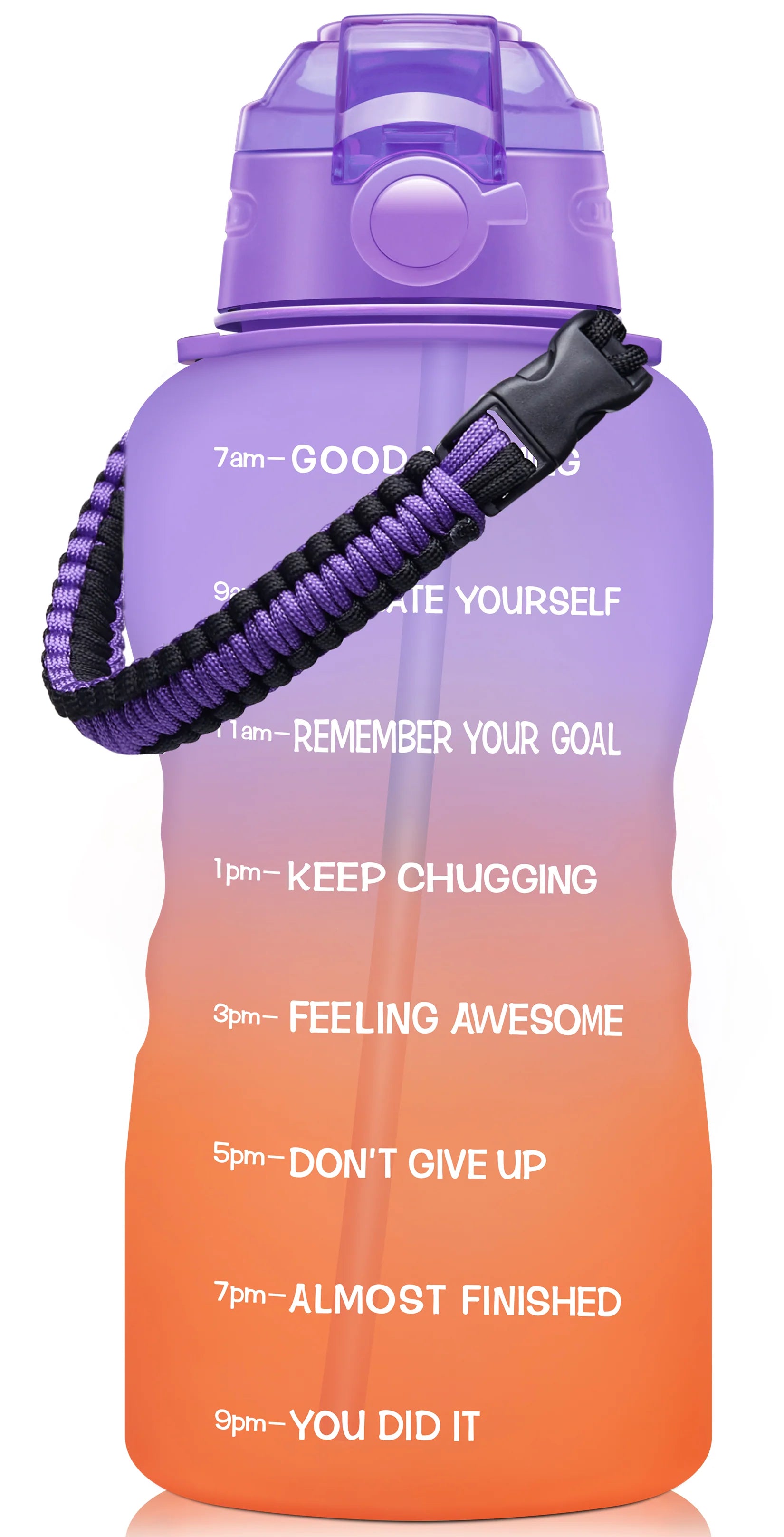 Motivational Water Bottle with Paracord Handle