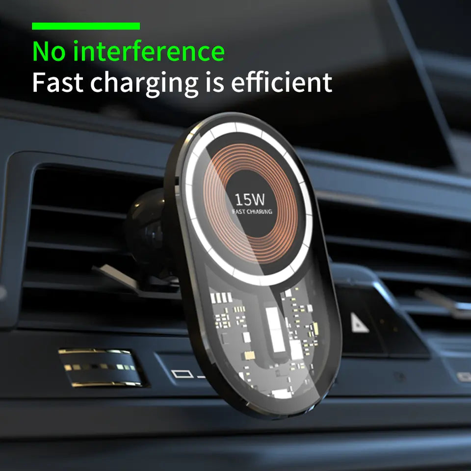 Magnetic Tempered Glass Wireless Car Charger For iPhone