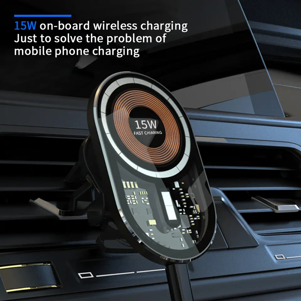 Magnetic Tempered Glass Wireless Car Charger For iPhone