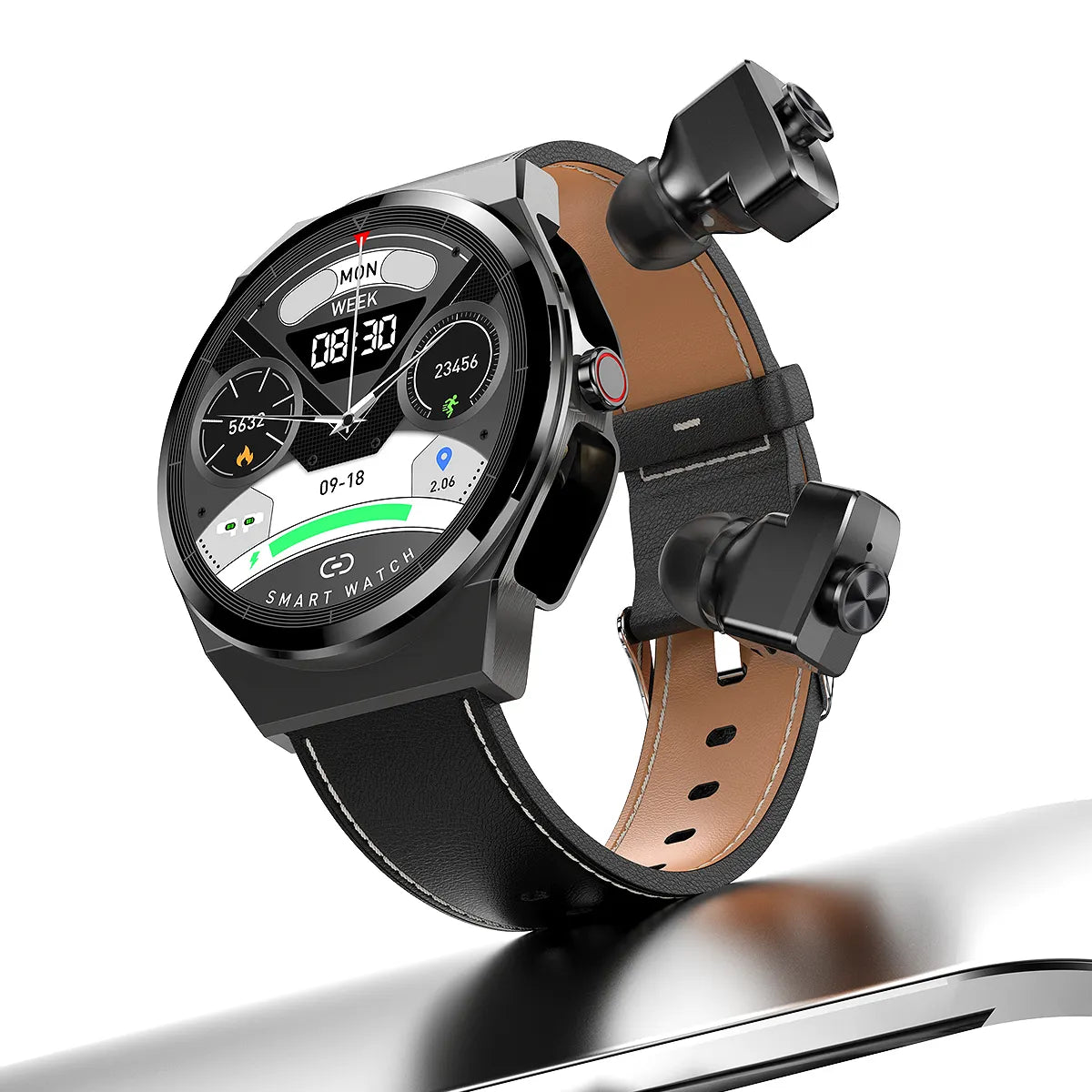1.28 inch screen wireless tws earphones health smartwatch hifi stereo headphone 2 in 1 fitness sports smart watch