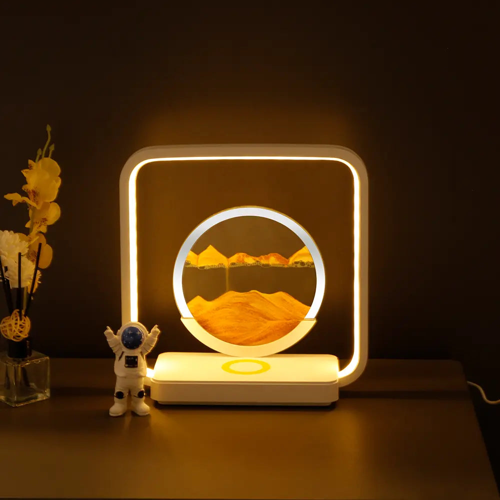 Quicksand Painting Table Lamp Small Night Lamp Wireless Charger LED Lamp Usb