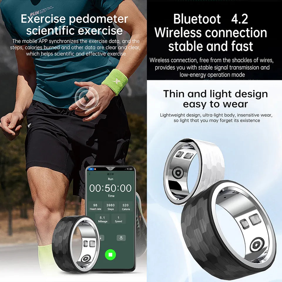 Smartwatch ring  sports fitness tracker heart rate blood pressure .