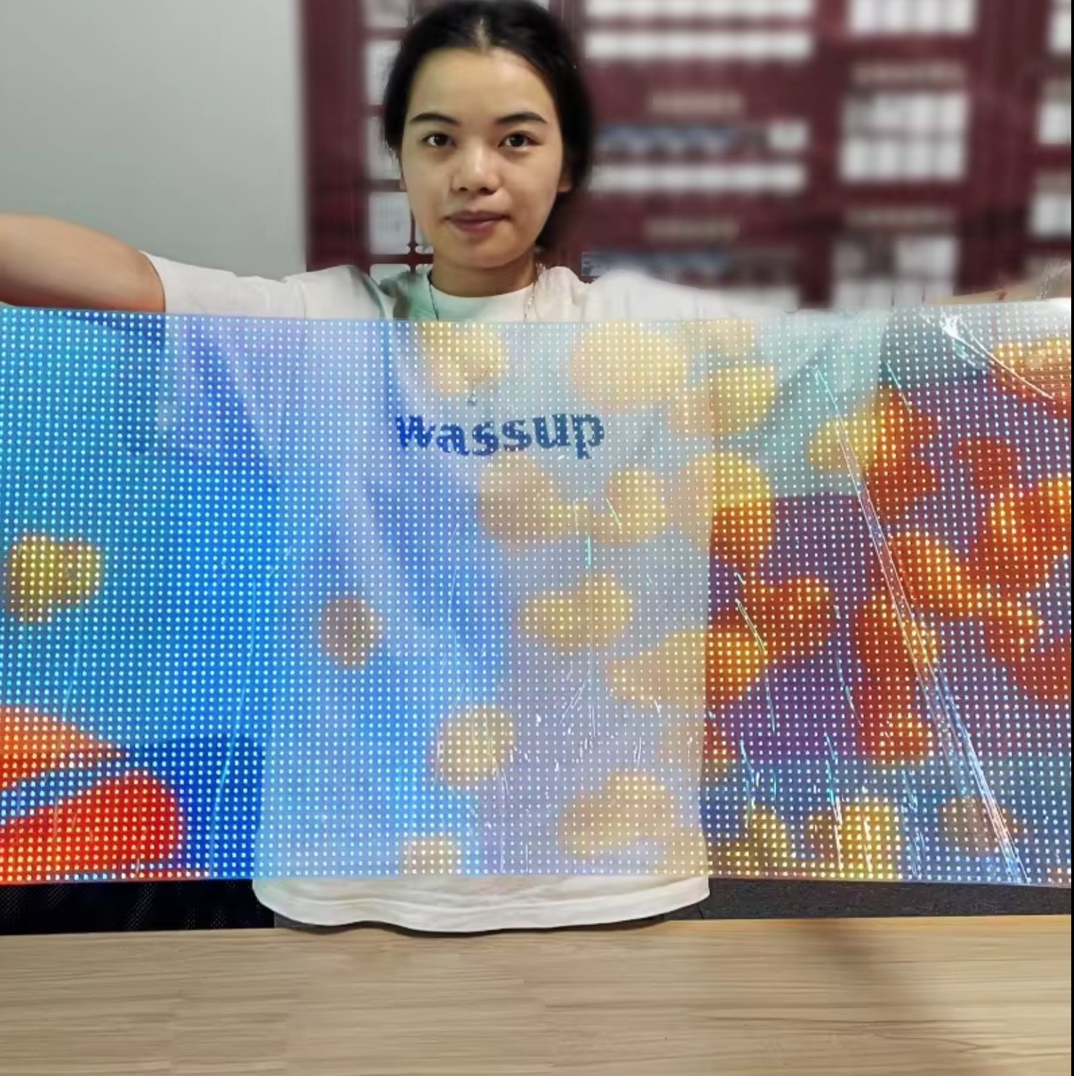 P6 P8 P10 Flexible Adhesive ultra-thin Transparent LED video Film displays for storefront.