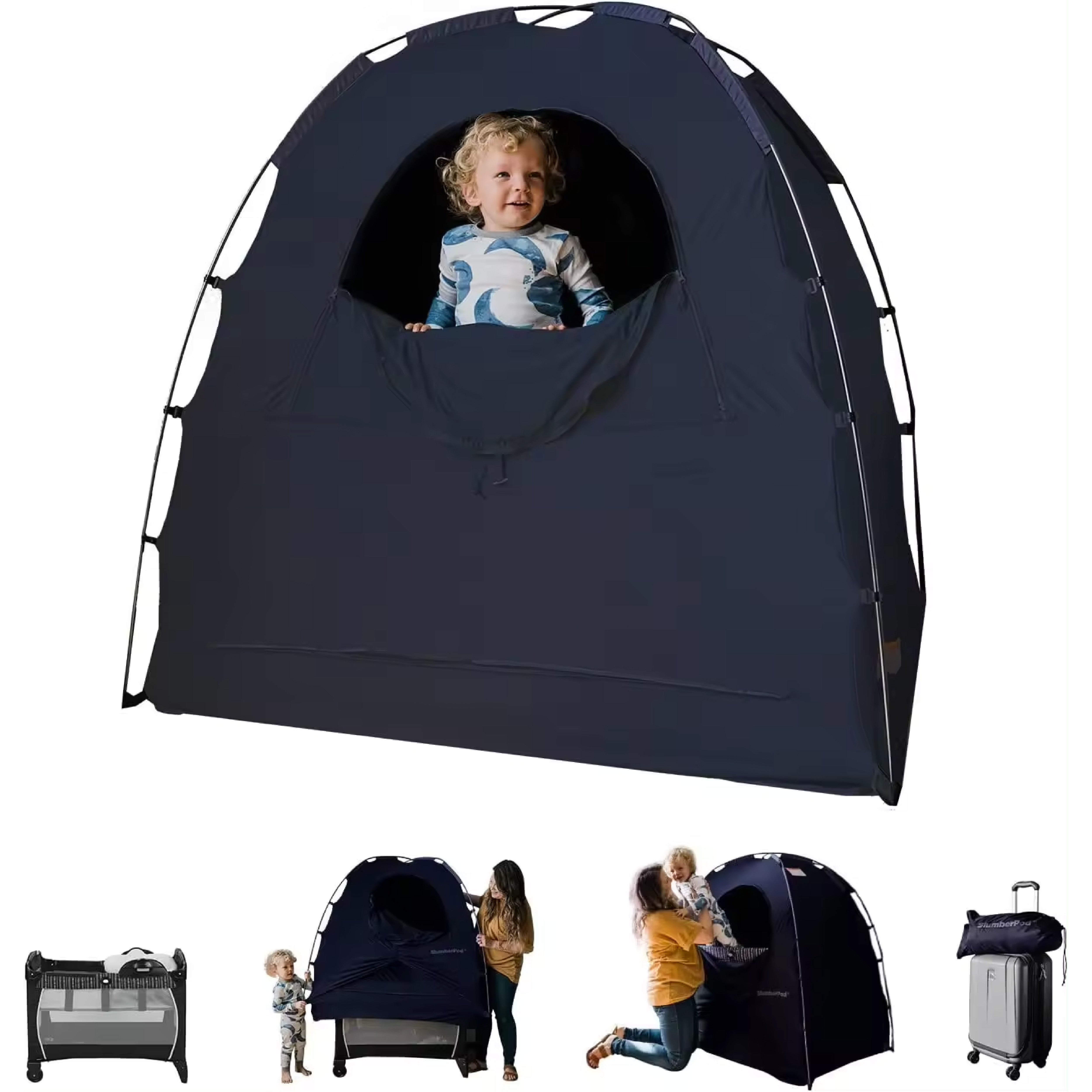 Portable Privacy Pod Blackout Canopy Crib Cover.