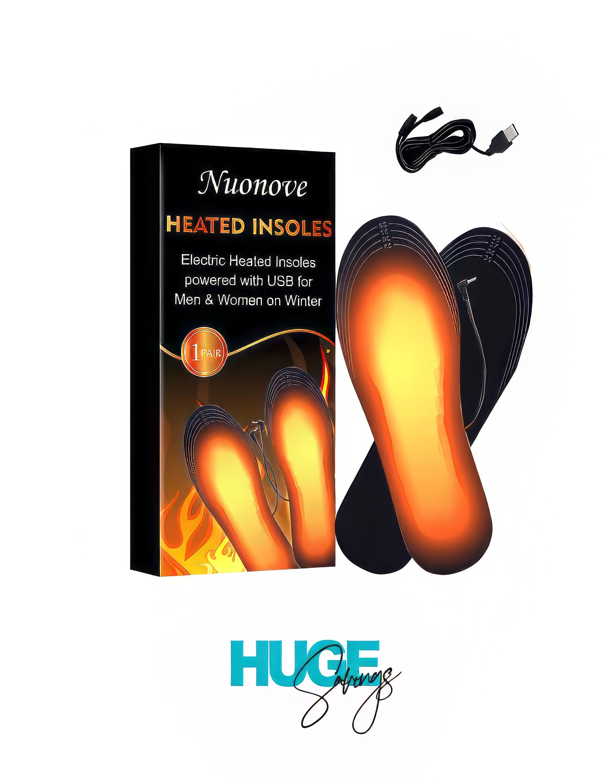 Heated Shoes Insoles, USB Insoles, Thermal Soles, Winter Foot Warmers, Trimmable warm insoles for men and women, Size (41-46)