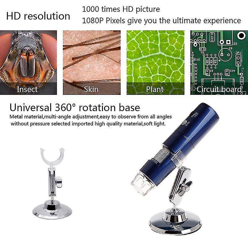 Digital Wi-fi Microscope 1000x magnifier. HD resolution 1920x1080 (BLACK).
