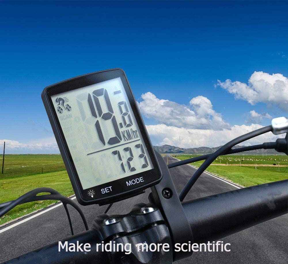 Wireless Waterproof Bike Speedometer Odometer Cycling Accessories with 3'' Large LCD Display and Backlight.