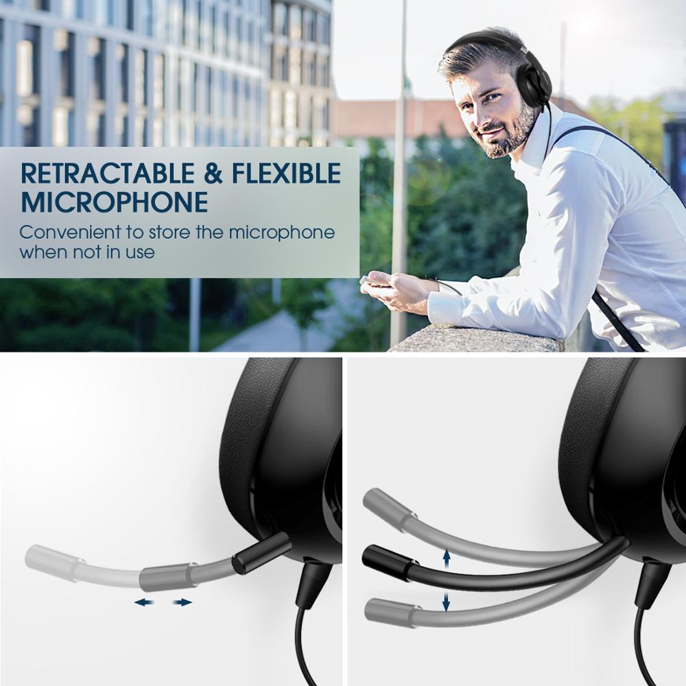 Mpow Wired Foldable Multi purpose  Headphones 3.5mm USB Headset with Noise Cancelling Headset Microphone