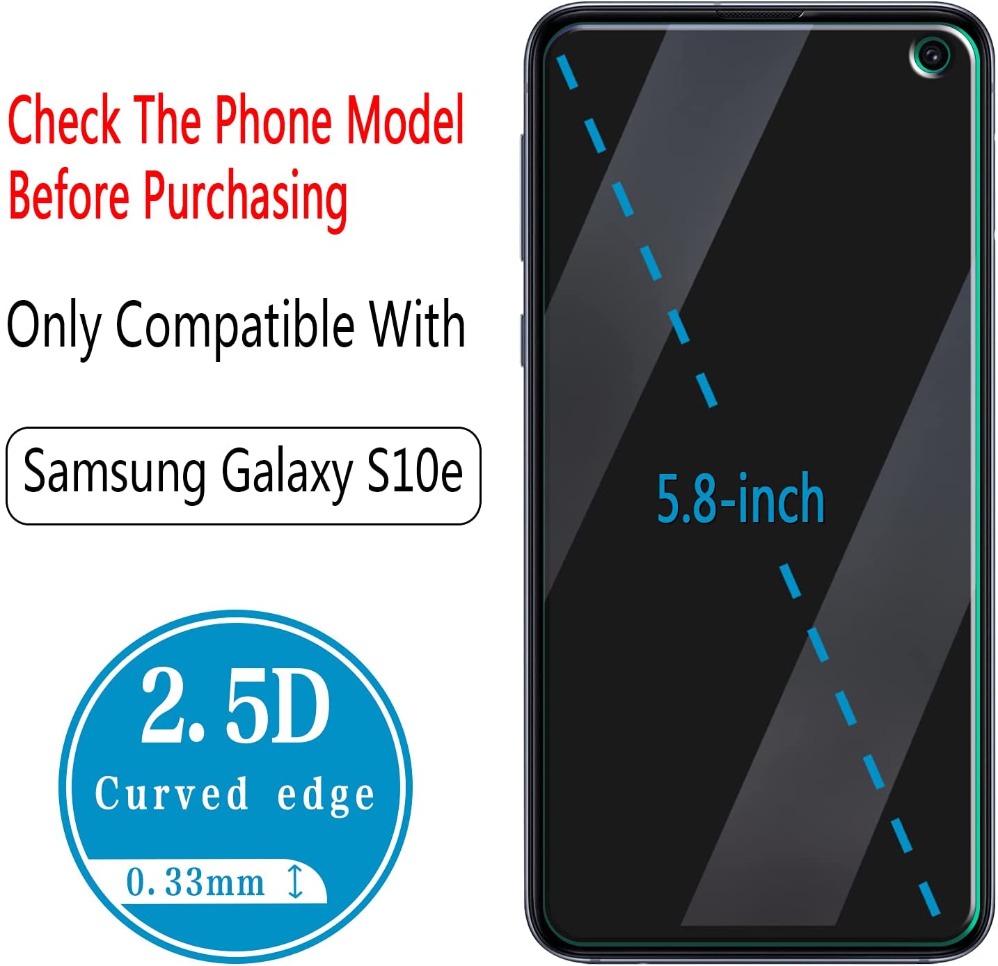 FREE - [2-Pack] HPTech Screen Protector Compatible for Samsung Galaxy S10e Tempered Glass.