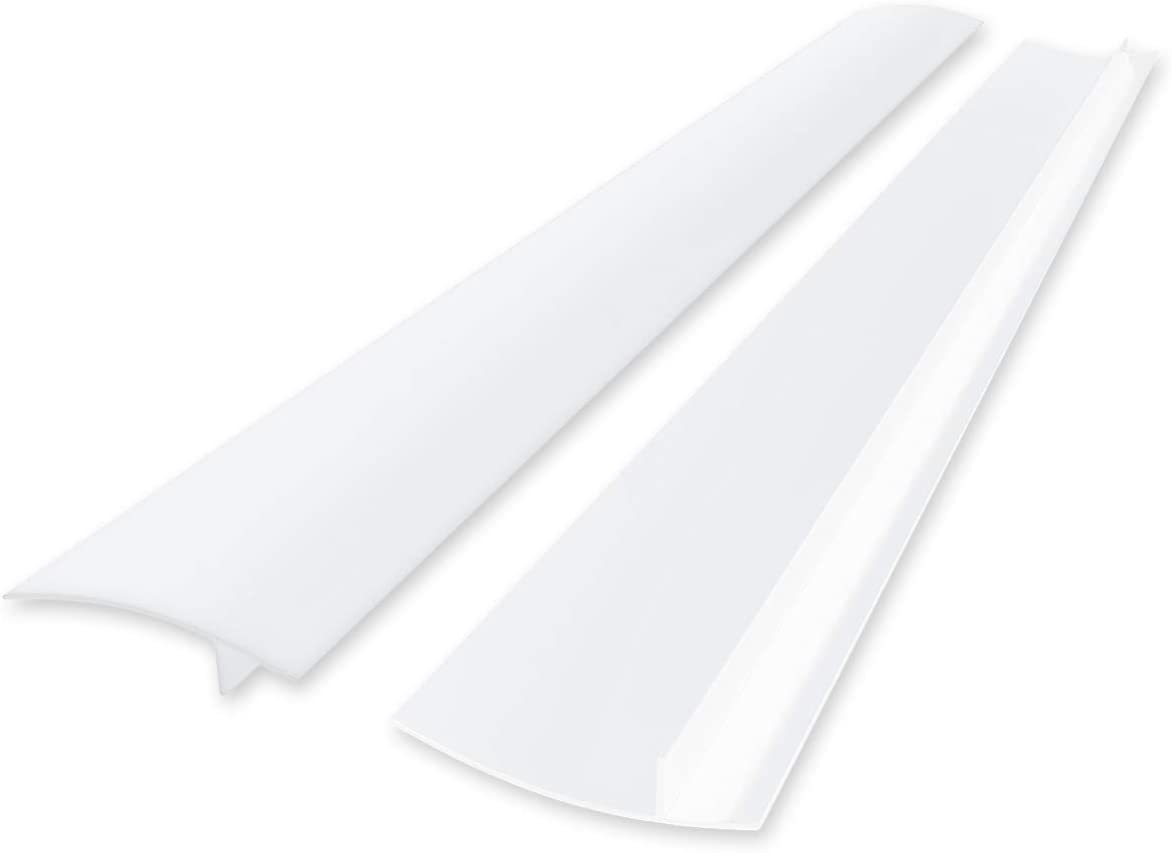 Silicone Gap Cover, (2 Pack) Silicone Gap Stopper Kitchen Stove Counter Gap Covers. (21Inches, Tranparent White).