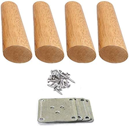 4PCS Sofa Legs 6inch Wood Oblique Tapered Wooden Furniture Legs Wood Color 15cm - (NC)
