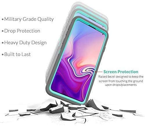 FastSun Samsung Galaxy S10 Plus Defender Case - (Clip+Teal-Pink) - e4cents