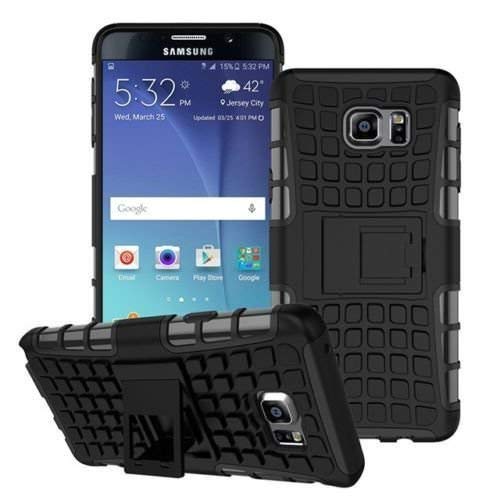 Moko Kick Stand Hard Dual Rugged Armor Hybrid Bumper Back Case Cover for Samsung Galaxy Note 5 (Black) - e4cents