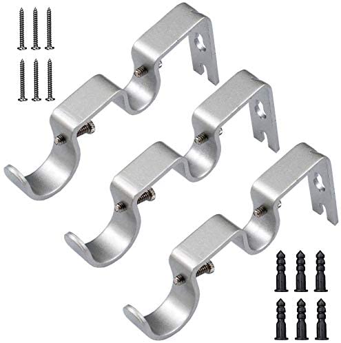 Curtain Rod Bracket Adjustable Double Heavy Duty Rod Holders 3/4 and 5/8 Inch Rod Wall-Mounted. - e4cents