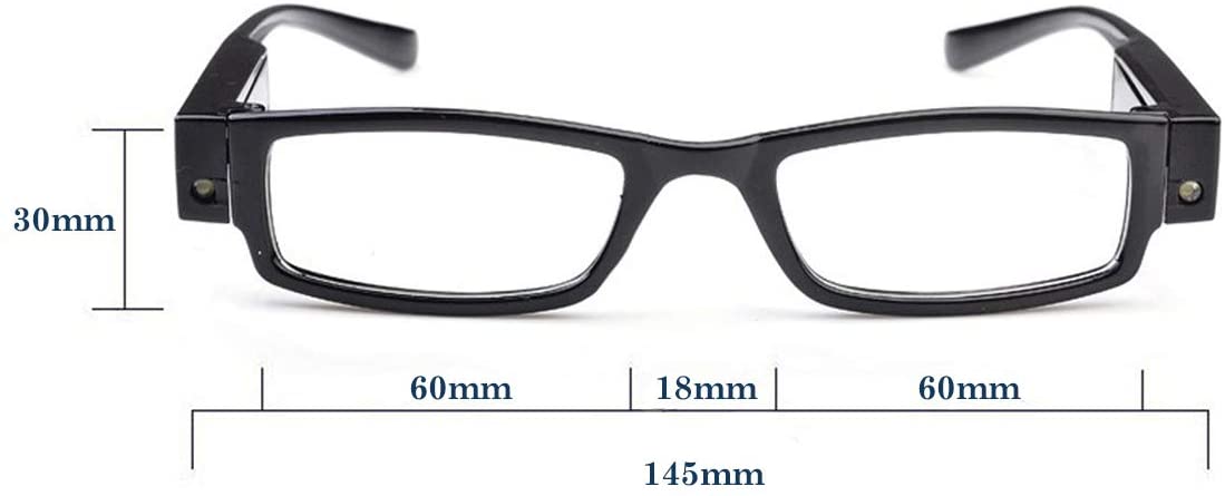 Unisex Compact Reading Glasses with LED Lights Presbyopia Lighted Magnifying UV Protection Eyeglasses,+2.0 - e4cents