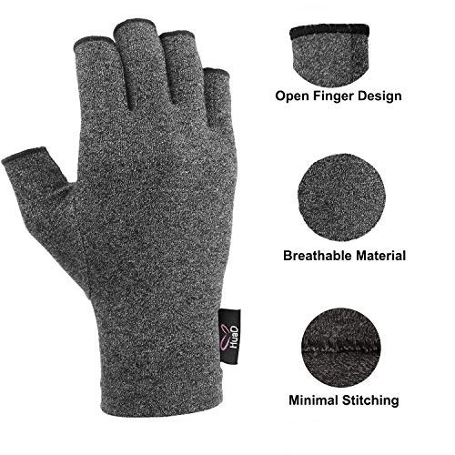 2 Pairs Arthritis Gloves, Compression Gloves for Women and Men, Fingerless Design to Relieve Pain from Rheumatoid Arthritis and Osteoarthritis - e4cents