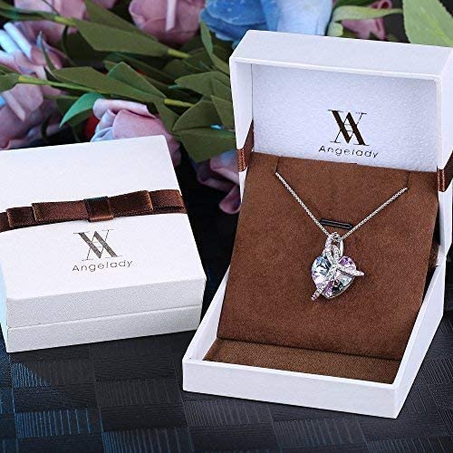Angelady Love Guardian Heart Pendant Necklace, Crystals with 5A Cubic Zirconia, Love Heart Pendant Necklace for Women Wife girlfriend Mom - e4cents