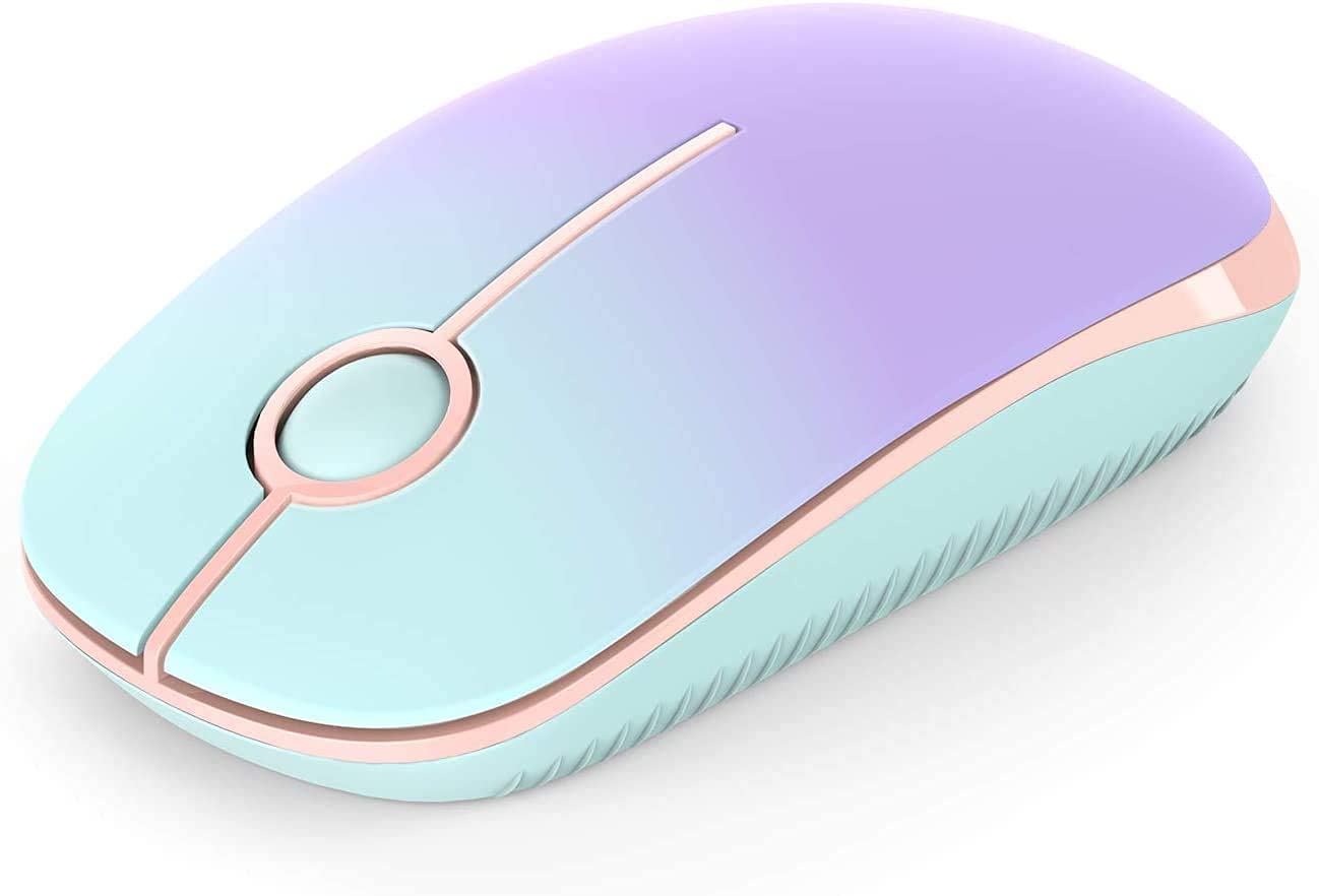 2.4G Slim Wireless Mouse with Nano Receiver, Optical Mice (Mint Green to Purple).  (NC)