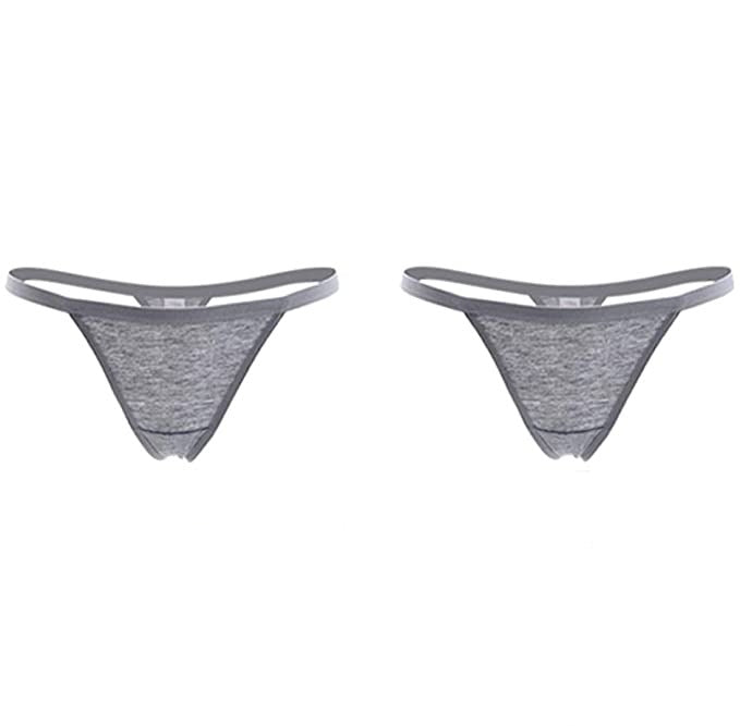 Closecret Women's 2-Pack Panties Cotton Thong Comfort G-stringthong (Gray)