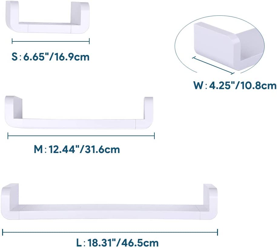 Set of 3 Floating Shelf Wall Shelf Adhesive Non-Drilling (LNC)