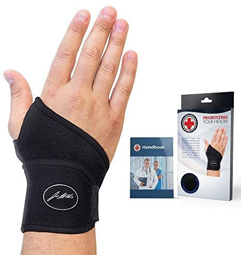 Doctor Developed Premium Copper Lined Wrist Support/Wrist Brace/Hand Support/Strap [single] & Doctor Handbook— Relieve Wrist Injuries, Arthritis, Sprains - e4cents