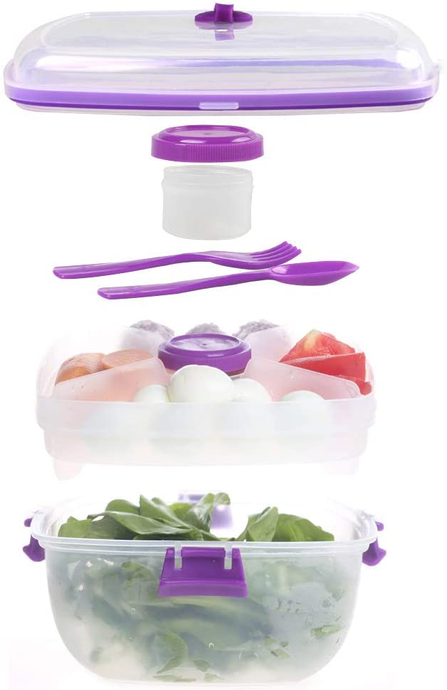FREE - Shopwithgreen 52 OZ Salad Container To Go for Lunch, 4-Compartment for Salad Toppings and Snacks. - e4cents