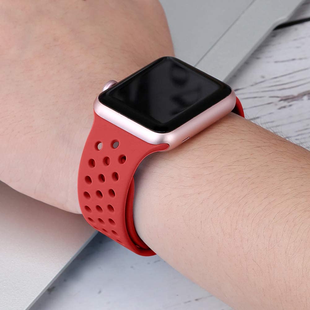 FREE - Apple Watch Band 38mm 40mm 41mm 42mm 44mm 45mm, Soft Silicone Sport Breathable Replacement Strap.