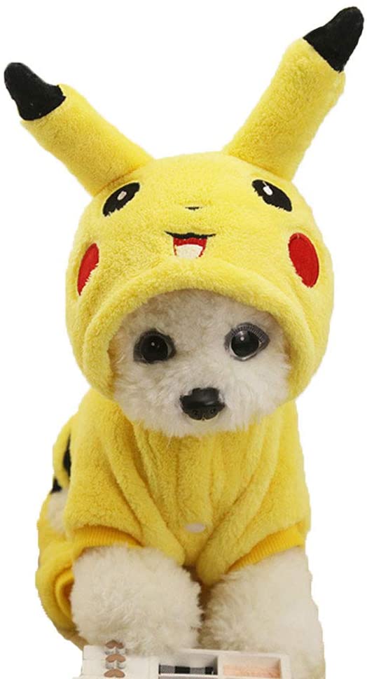 Cute Soft Dog Costume Flannel Dog Coat Picachu Lovely Warm Dog Clothes for Winter. - e4cents