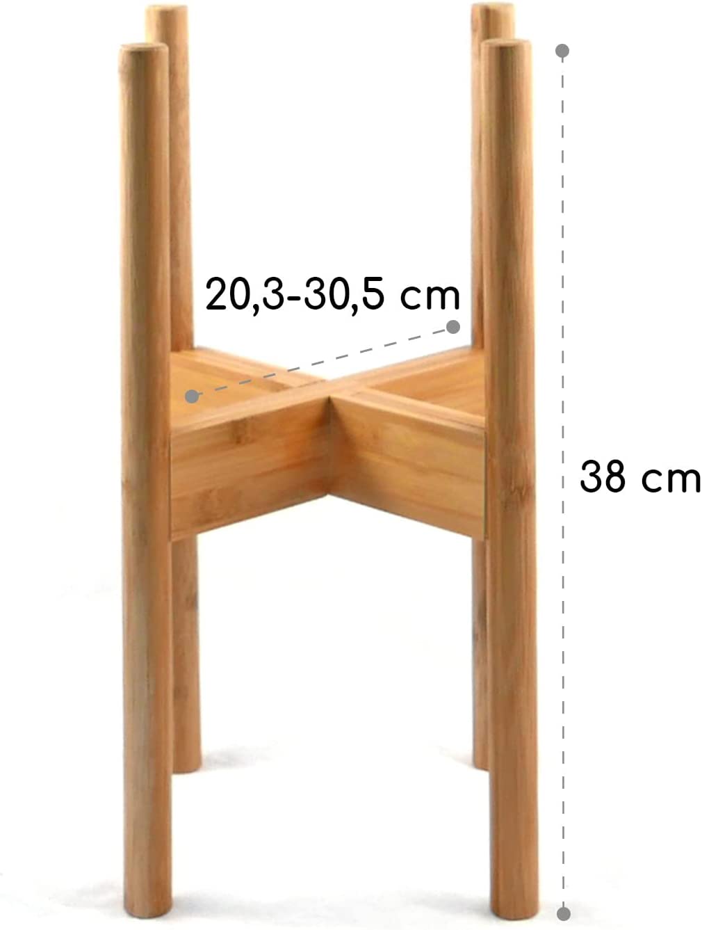 Modern Adjustable Plant Stand - Adjust Width 8" up to 12" - Bamboo  (SDA)