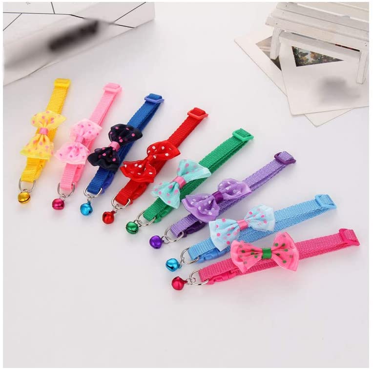 Set of 10 Cat Collar , Cat Collar with Bow for Cats (no bell). - e4cents