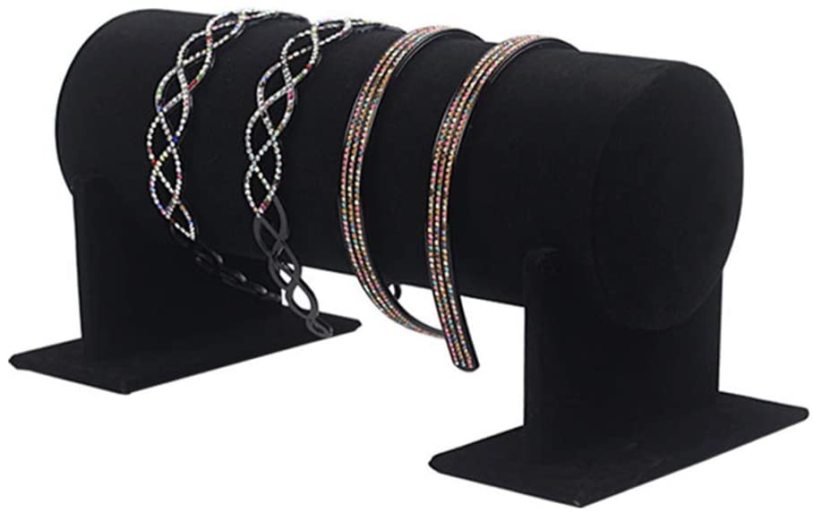 Headband Holder Display, Jewelry Velvet Hair Hoop Hairband Hair Clasp T-bar Display (Black). - e4cents