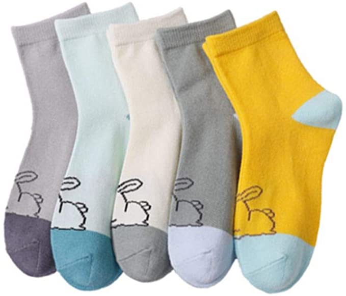 FREE - Causal 5 pairs of Cotton Stockings Cartoon Pattern colourful Comfortable Socks.