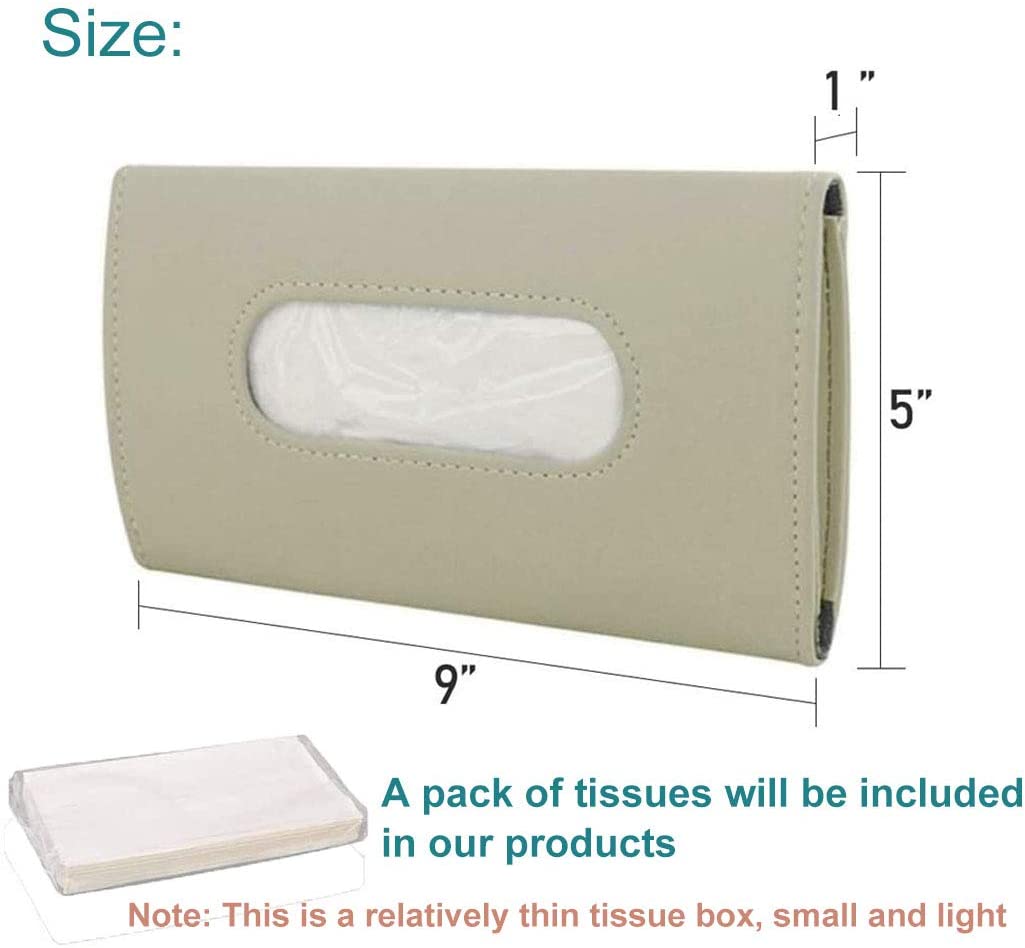 Car Tissue Holder, Car Napkin Holder,PU Leather Car Kleenex Holder for Car Visor and Backseat Accessories Paper Towel Tissue Box(Beige) - e4cents