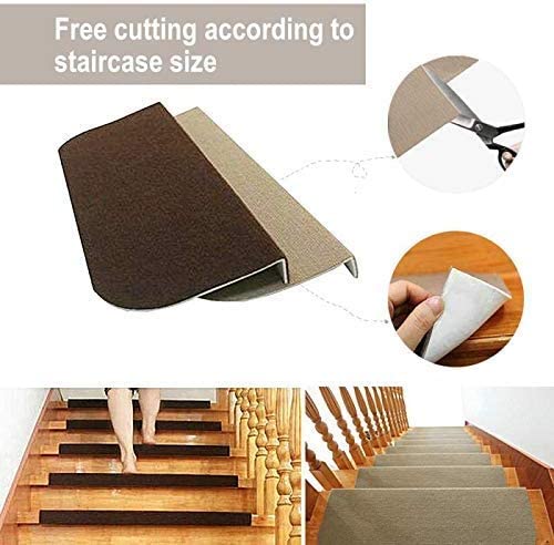 Stair Treads Set of 7 Collection Self-Stick Outsky Non Slip Resistant Stair Carpet Rug Runner for Wooden Steps - e4cents