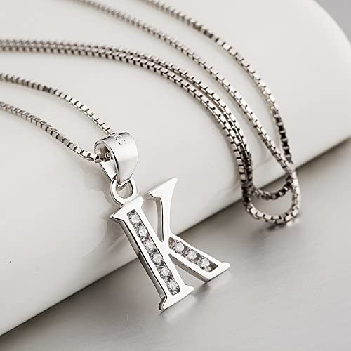 925 Sterling Silver Cubic K Letter Name Personalized Charm Statement Monogram Initial Pendant Necklace - e4cents