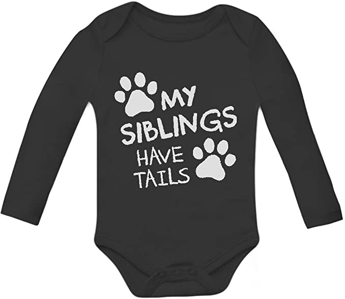 Tstars My Siblings Have Tails Funny One-Piece Infant Bodysuit Baby Long Sleeve Onesie - e4cents