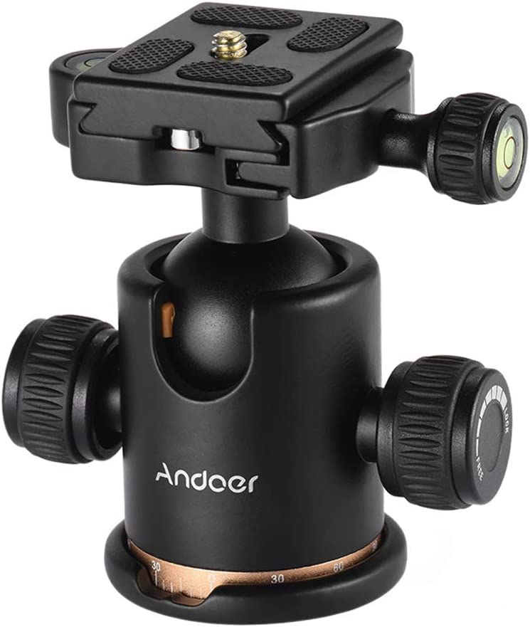 andoer camera tripod ball head ballhead with quick release plate 1/4" screw. (LNC)