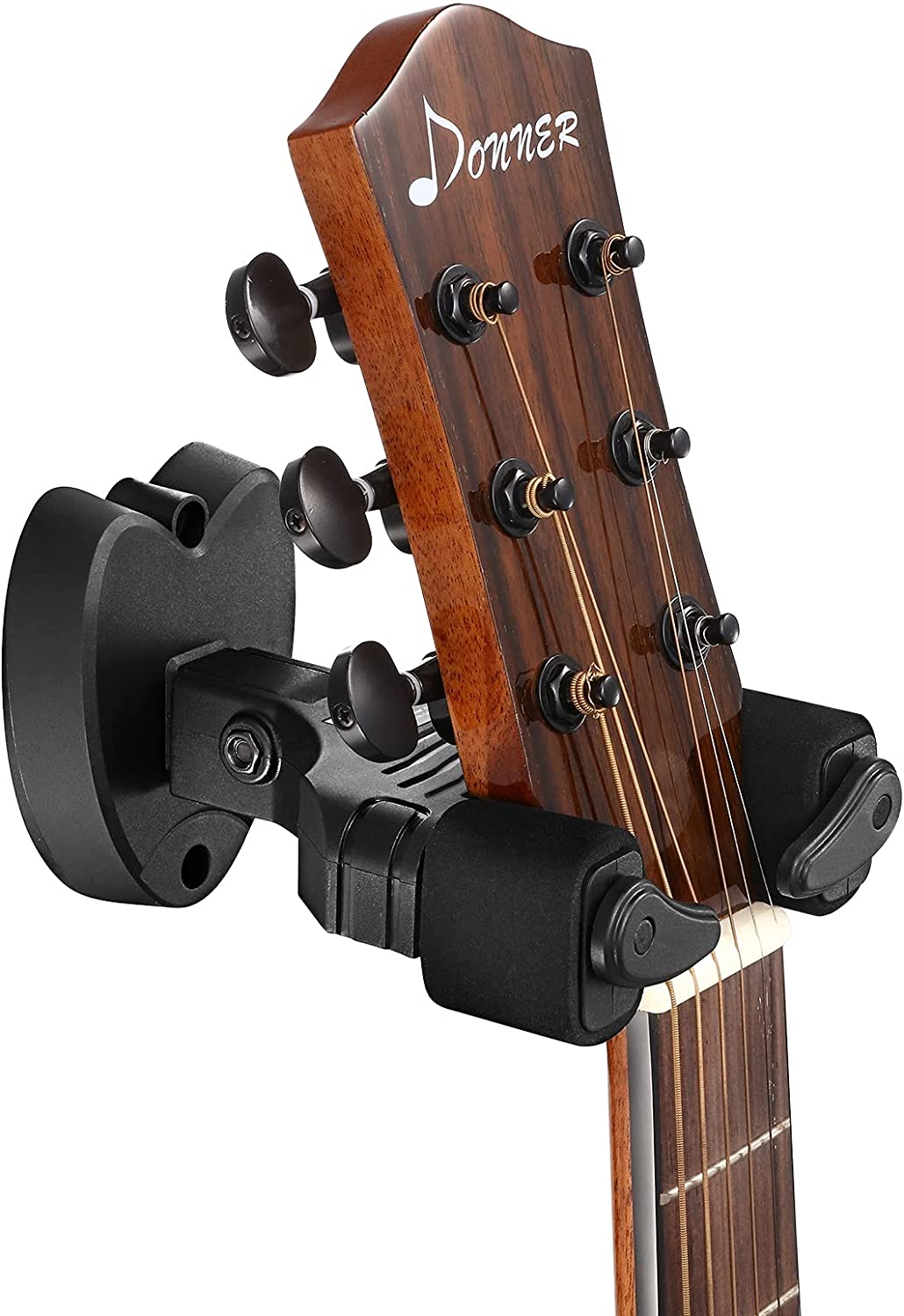 Donner Locking Guitar Wall Mount 1-Pack, Auto Lock Guitar Wall Hanger For Guitar Bass, Black