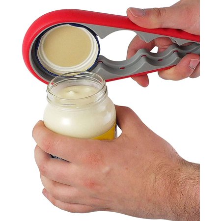 Jar Opener, 4 in 1 Multi Function Can Bottle Gripper, Red