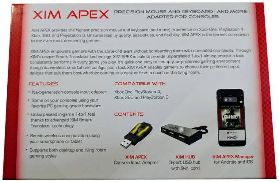 XIM APEX Keyboard Mouse Controller Adapter Converter for PS4 PS3 Xbox One Xbox 360 (LNC)