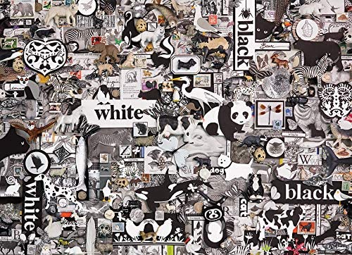Cobble Hill 1000 Piece Puzzle - Black & White: Animals (with Poster Included). - e4cents