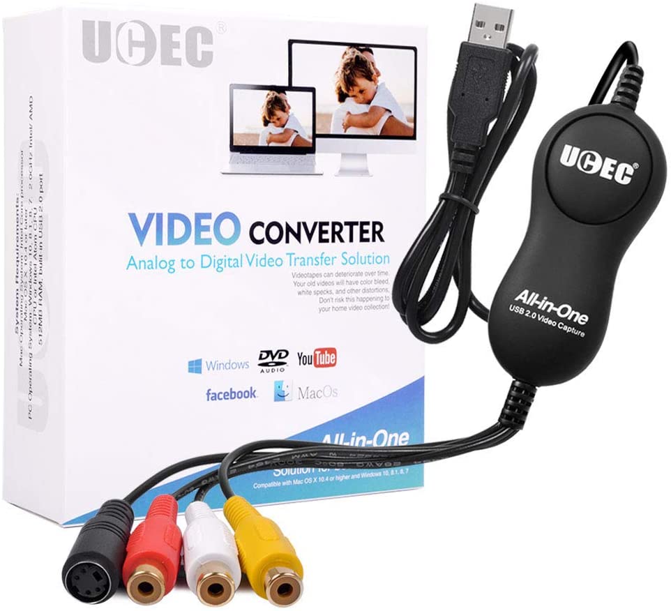 UCEC USB 2.0 Video Capture Card Device VHS VCR TV to DVD Converter for Mac OS X PC Windows 7 8 10 - e4cents