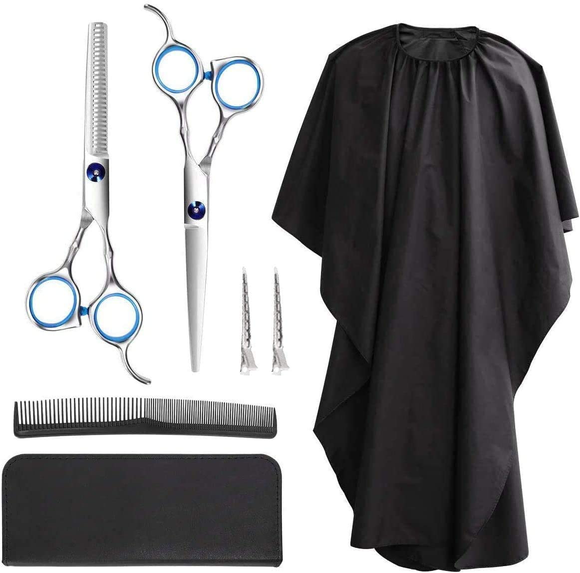Professional Hair Cutting Barber&Salon kit Scissors with Cape Clips Comb and Case for Men/Women Kid and Pet - e4cents