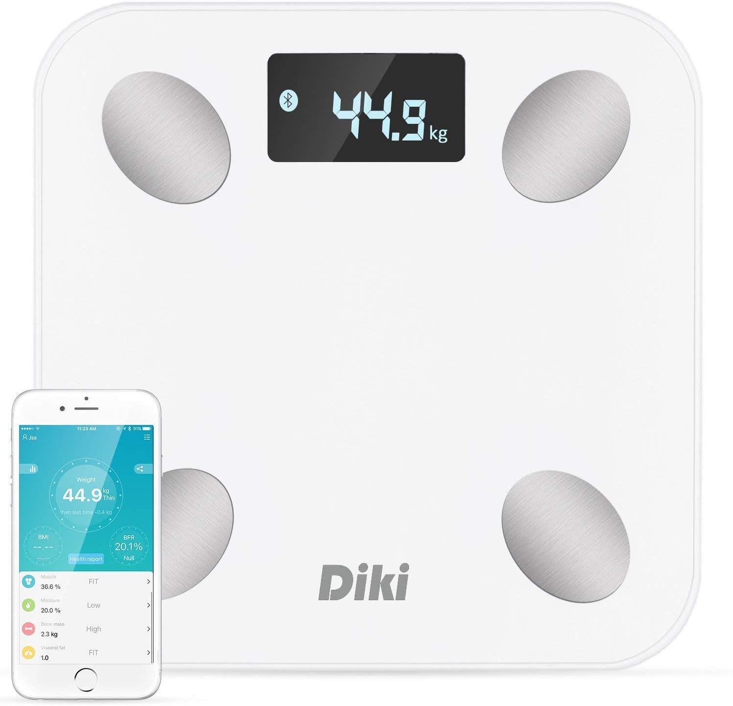 Body Fat Scales DIKI Bluetooth Body Weight Scale with IOS and Android Devices. - e4cents