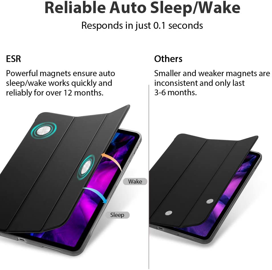 ESR for iPad Pro 12.9" 2020 4th Generation Case, Rebound Slim Smart Case with Auto Sleep/Wake - BLACK - e4cents