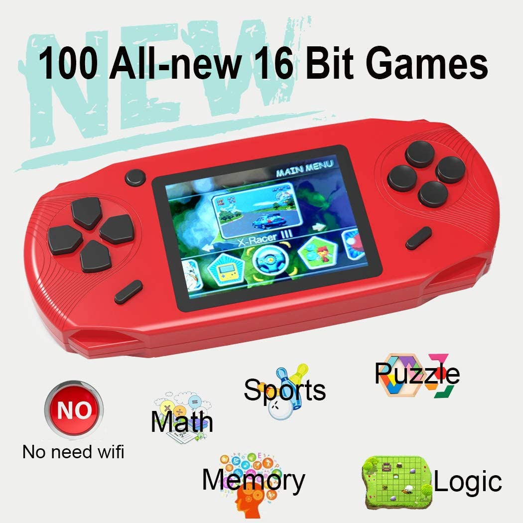 16 Bit Handheld Games for Kids Adults 3.0'' with Preloaded 100 HD Modern Video Games. (LNC)