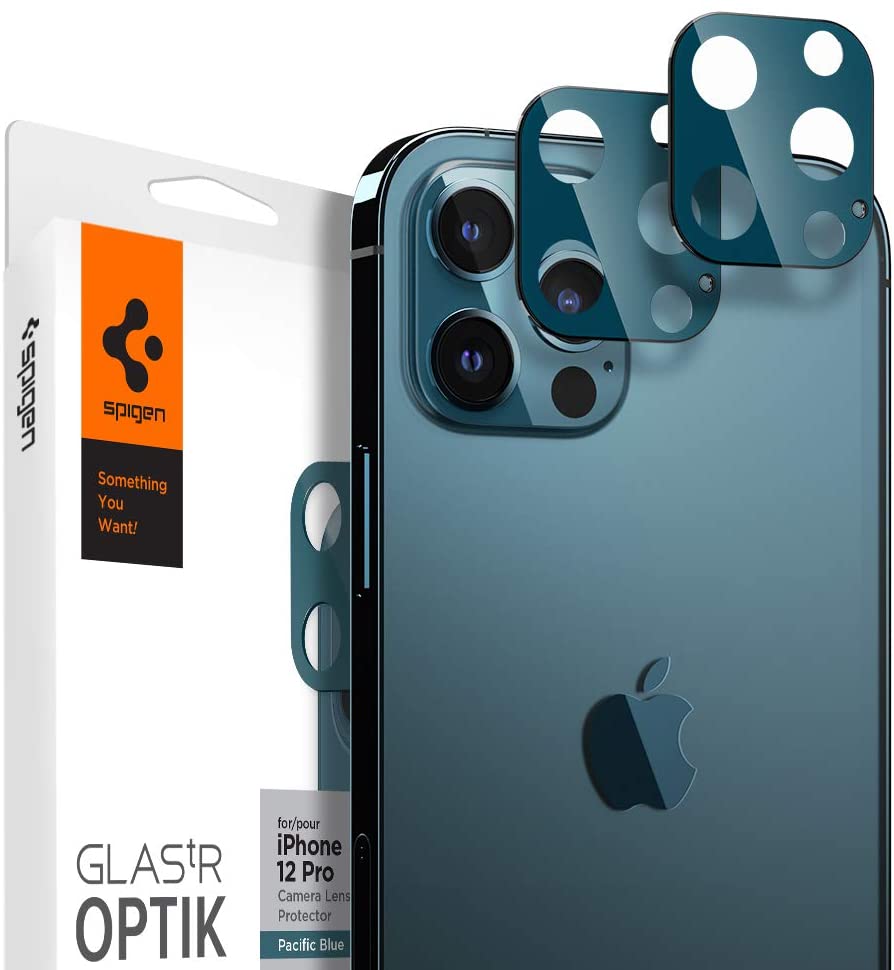 Spigen Camera Lens Screen Protector [Glas.tR Optik] designed for iPhone 12 Pro (2020) - Pacific Blue [2 Pack]. - e4cents
